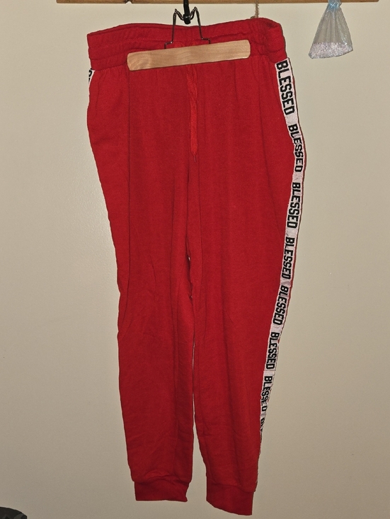 Rue21 Pants - Red 'Blessed' Side-Strip Joggers
